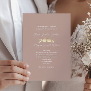 Blush Gold Lovebirds Wedding Invitation