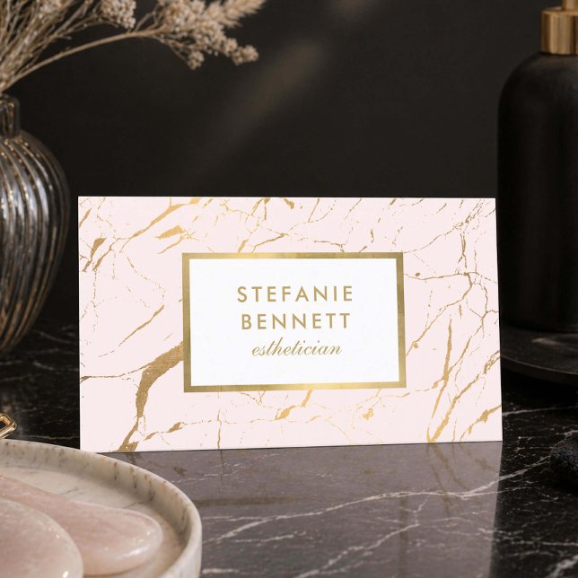 Blush Gold Marble Aesthetician Luxury Business Card (Creator Uploaded)