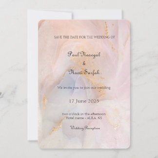 Blush & Gold Marble Wedding Invitation