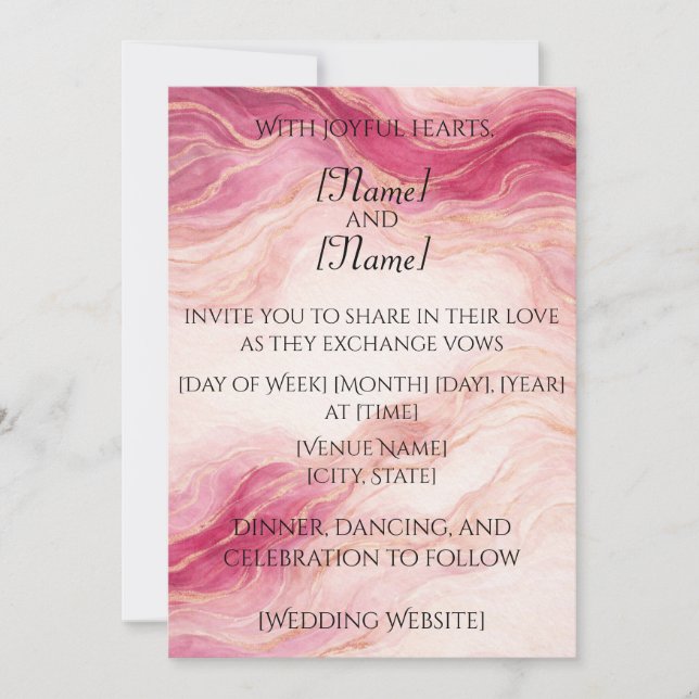 Blush & Gold Marble Wedding Invitation (Front)