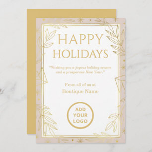 Blush Gold Minimalist Boutique Holiday Card