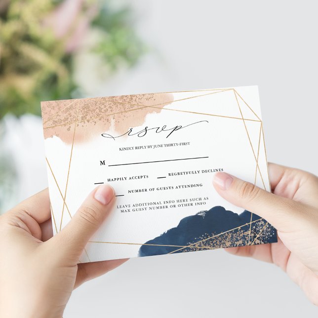 Blush, Gold & Navy Wedding RSVP (Creator Uploaded)