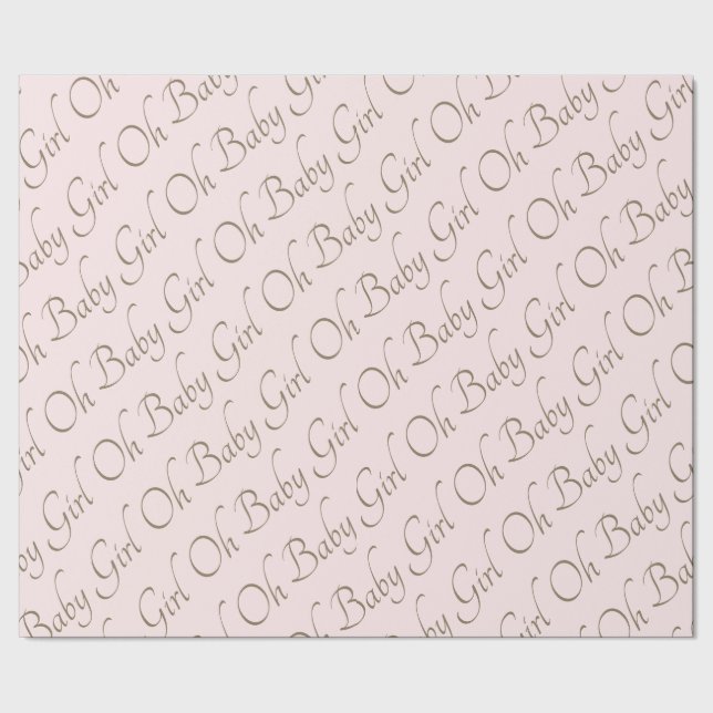Blush & Gold Oh Baby Girl Wrapping Paper (Seam)
