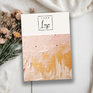Blush Gold Oil Paint Texture Logo Earring Holder Business Card