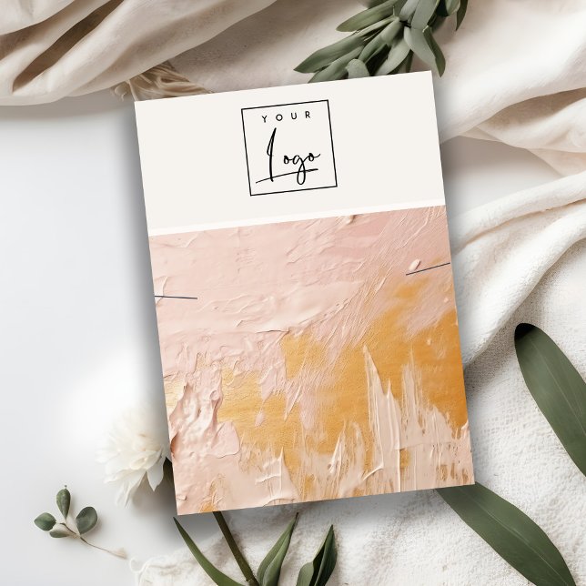Blush Gold Oil Paint Texture Logo Necklace Display Business Card (Creator Uploaded)