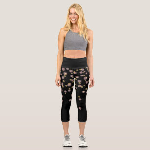 Blush Gold Overlay Confetti Black  Capri Leggings