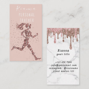 Blush & Gold Personal Trainer Social Media Busines Business Card