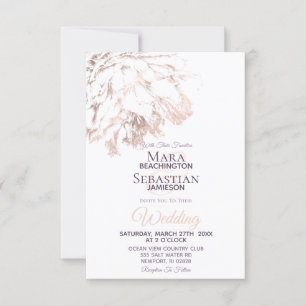 ~ Blush Gold Rose Floral Elegant Wedding Invitation