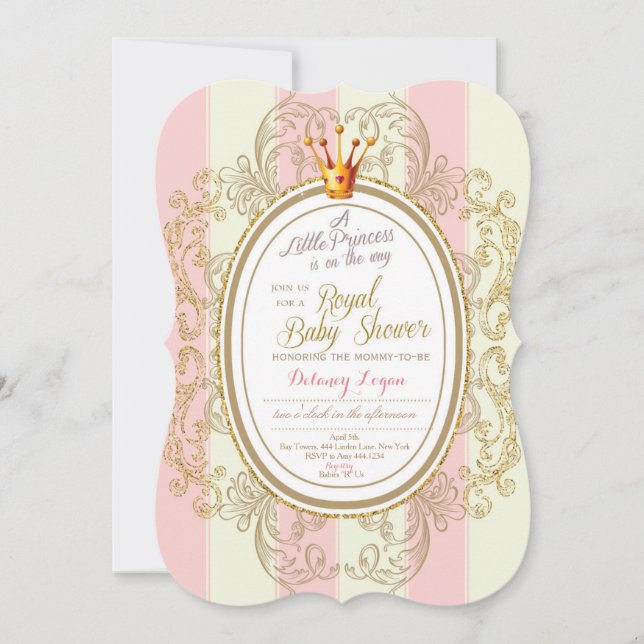 Blush Gold Royal Princess Baby Shower Invitation (Front)