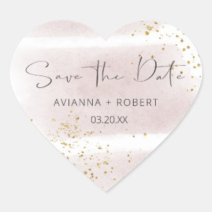 Blush Gold Save the Date Heart Envelope Seal