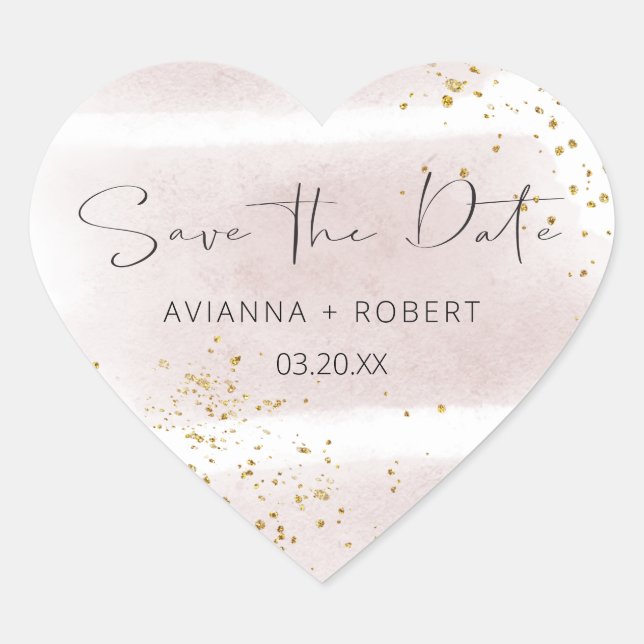 Blush Gold Save the Date Heart Envelope Seal (Front)
