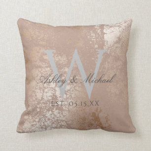 Blush & Gold Script Monogram Wedding Keepsake Cushion