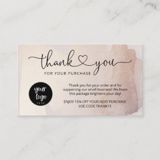 Blush Gold Small Business Thank You Order Insert