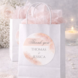Blush Gold Sparkle Romantic Wedding Elegance Classic Round Sticker