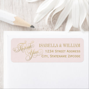 Blush Gold Thank You Wedding Return Address Label