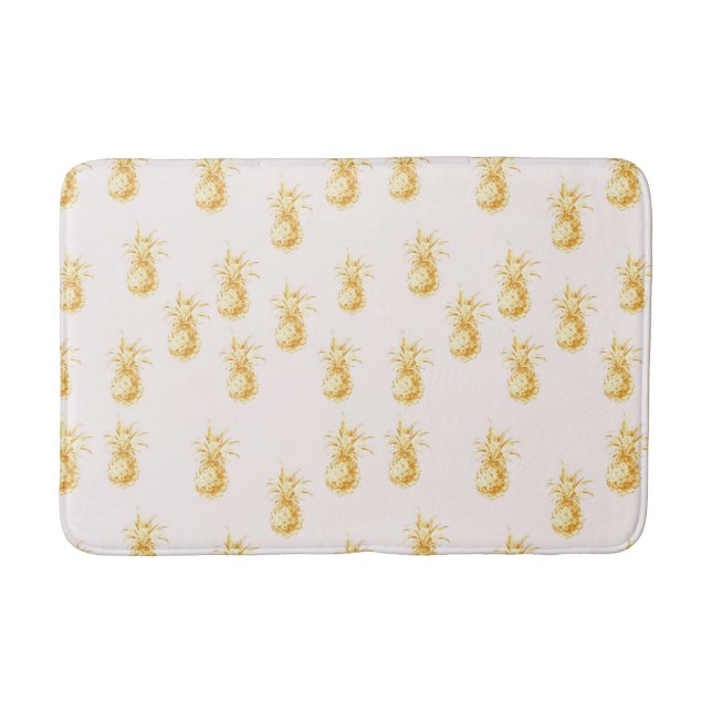 Blush Gold Tropical Pineapples Bath Mat (Front)