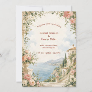 Blush Gold Tropical Wedding Getaway Luxe Invitation