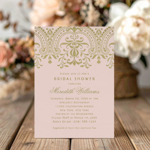 Blush Gold Vintage Glamour Wedding Bridal Shower Invitation