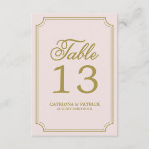Blush & Gold Whimsical Script Table Numbers Card