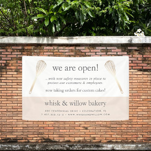 Blush & Gold Whisk Bakery Business Reopening Banner