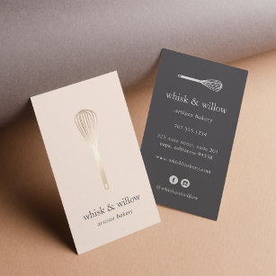 Blush & Gold Whisk   Bakery   Chef   Caterer Business Card