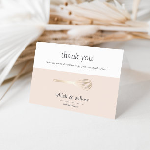 Blush & Gold Whisk Bakery or Caterer Business Thank You Card