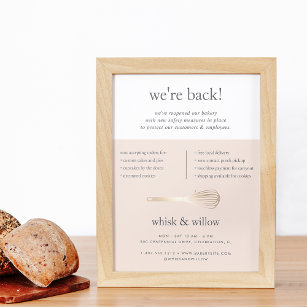 Blush & Gold Whisk Business Reopening Poster
