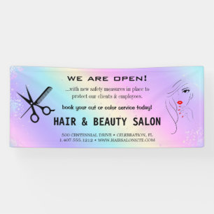 Blush & Gold Whisk Scissors Hair Salon Reopening  Banner