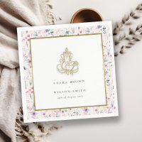Blush Gold Wildflower Ganesh Indian Wedding