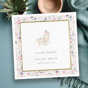 Blush Gold Wildflower Krishna Indian Wedding Napkin