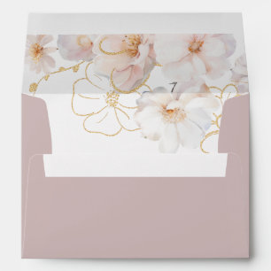 Blush Gold Wildflowers Elegant Dusty Pink Wedding  Envelope