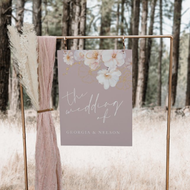 Blush Gold Wildflowers Elegant Wedding Poster Sign (Creator Uploaded)