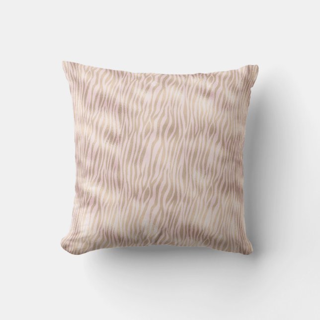 Blush Gold Zebra Print Cushion (Front)