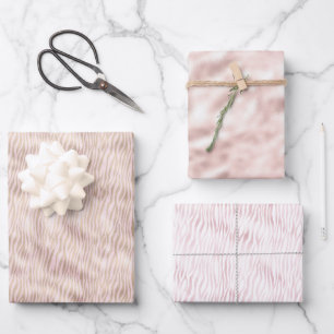 Blush Gold Zebra Print Wrapping Paper Sheet