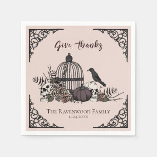 Blush Gothic Birdcage Thanksgiving Napkin