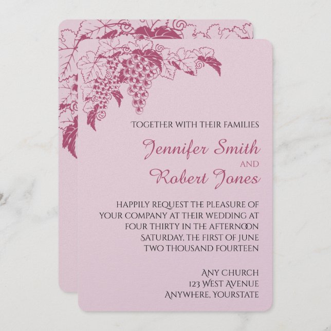Blush Grapevine Wedding Invitation (Front/Back)