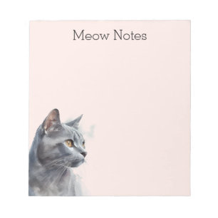 Blush Gray Kitty Cat Notepad