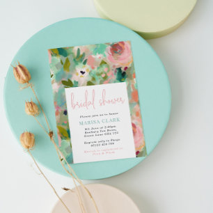 Blush & Green Abstract Floral Bridal Shower Invitation