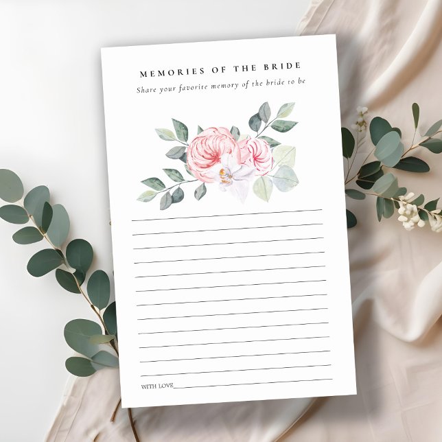 Blush Green Floral Bridal Shower Memory Advice (Creator Uploaded)