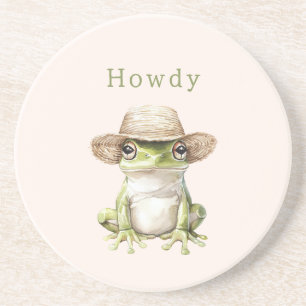 Blush Green Frog with Hat Coaster