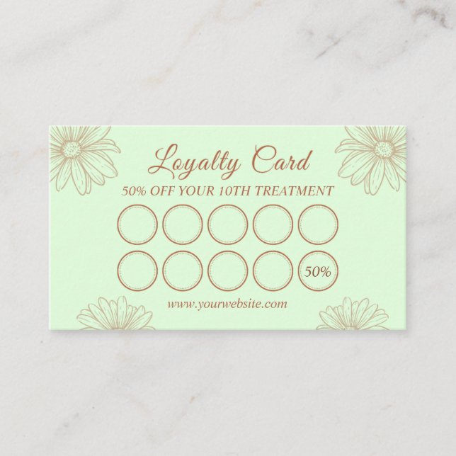 Blush Green loyalty Card for Salon & Beauty Artist (Front)