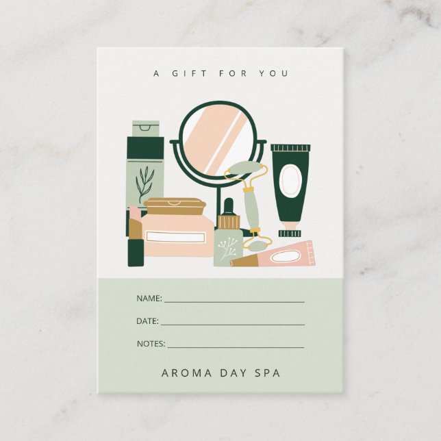 Blush Green Makeup Artist Cosmologist Gift Card (Front)