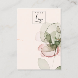 Blush Green Pink Flower Logo Necklace Display Business Card