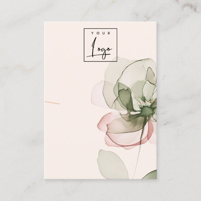 Blush Green Pink Flower Logo Necklace Display Business Card (Front)