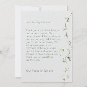 Blush & Green Spring Jewish Hebrew Chuppah DIY Thank You Card