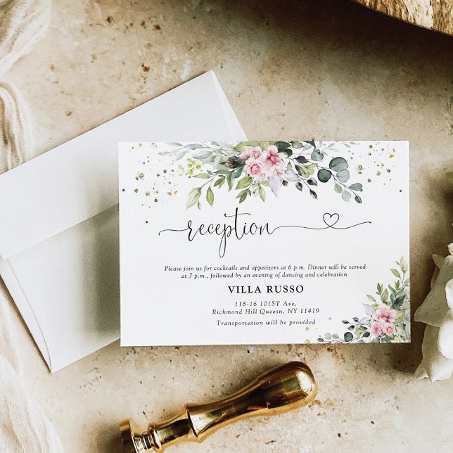 Blush Greenery Wedding Reception Enclosure Card (Creator Uploaded)