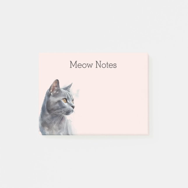 Blush Grey Kitty Cat Post-it Notes (Front)