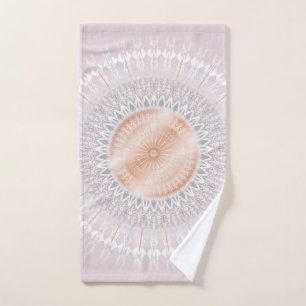 Blush Grey White Rose Gold Mandala Hand Towel
