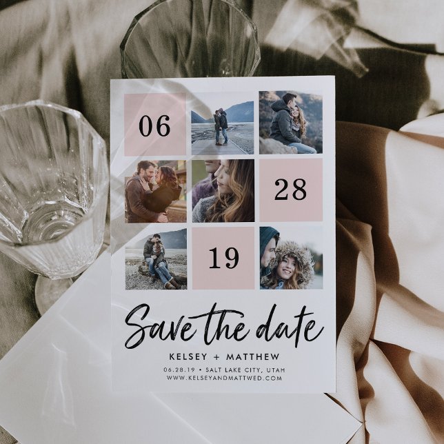 Blush Grid Collage | Photo Save the Date (Creator Uploaded)