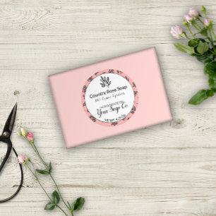 Blush Hand-Drawn Roses and Leaves Artisan Soap Classic Round Sticker